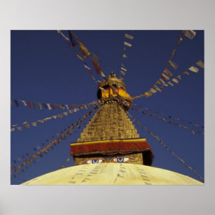 Affiches Népal, Katmandou. Sous les drapeaux de prière, att