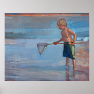 Affiches Net Working - Boy with Net at Beach