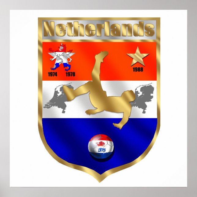 Affiches Netherlands  Soccer player voetbal sheild emblem (Devant)