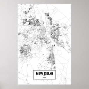 Affiches New Delhi, Inde (noir sur blanc)