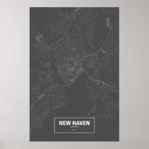 Affiches New Haven, Connecticut (white on black)