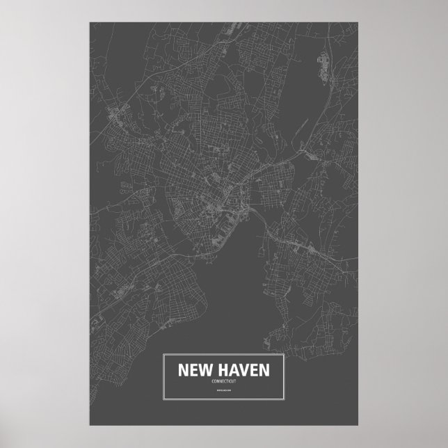 Affiches New Haven, Connecticut (white on black) (Devant)