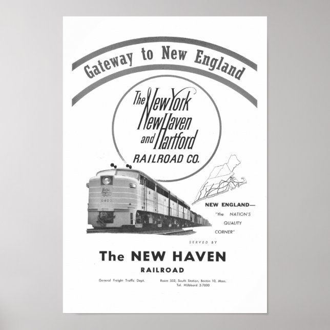 Affiches New Haven Railroad-Gateway Vers La Nouvelle-Anglet (Devant)