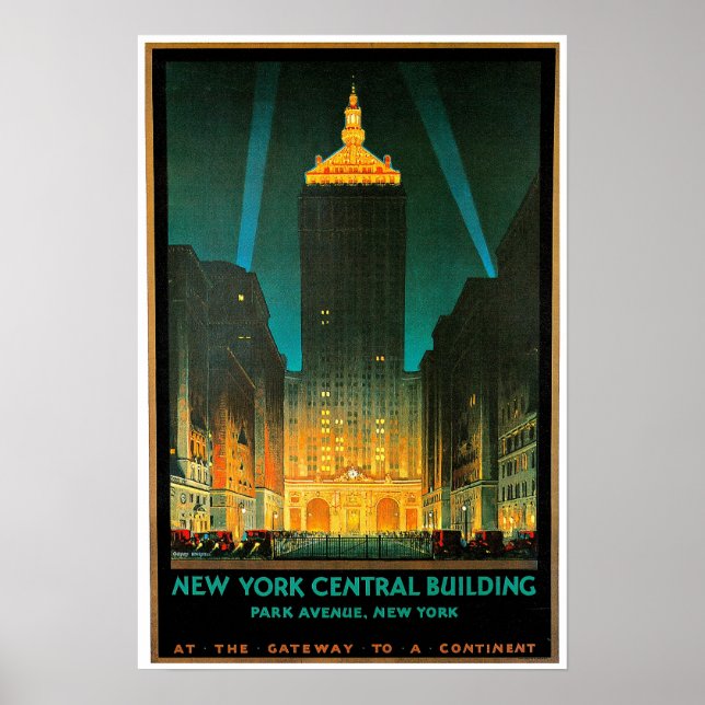 Affiches New York City Central Building Travel Art (Devant)