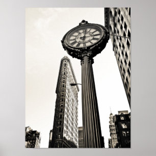 Affiches New York City - Flatiron Building and Clock