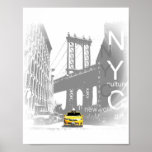 Affiches New York City Nyc Taxi jaune Brooklyn Bridge<br><div class="desc">New York City Nyc Taxi jaune Brooklyn Bridge Pop Art Photo</div>