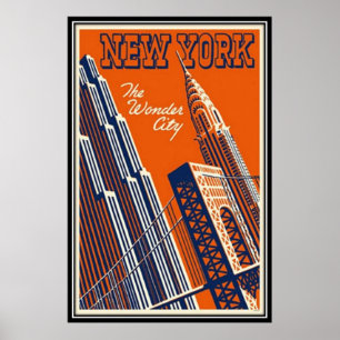Affiches New York City vintage, Etats-Unis -