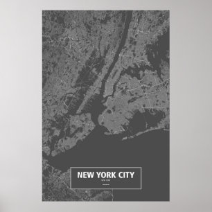 Affiches New York, New York (blanc sur noir)