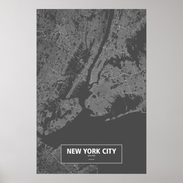 Affiches New York, New York (blanc sur noir) (Devant)