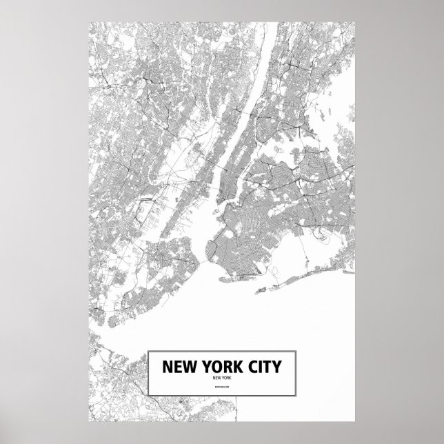Affiches New York, New York (noir sur blanc) (Devant)