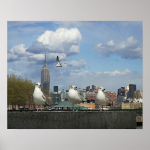 Affiches New York Skyline avec mouettes