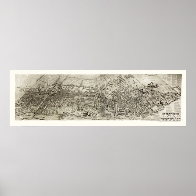 Affiches Newark, NJ Panoramic Map - 1907 (Devant)