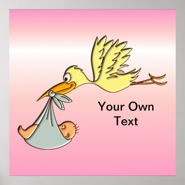 Affiches Newborn Baby Girl - A Flying Stork Delivery (Devant)