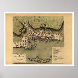 Affiches Newport, RI Town Map - 1777