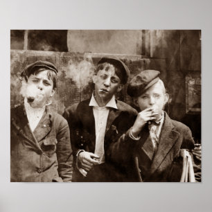 Affiches Newsboys Smoking - 1910 Photo Travail des enfants