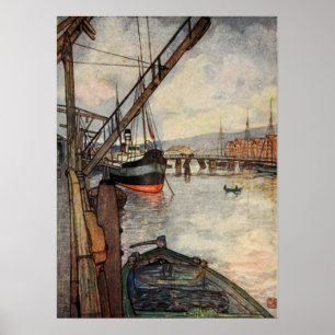 Affiches Nico Wilhelm Jungmann ~ Trondhjem Norvège Port