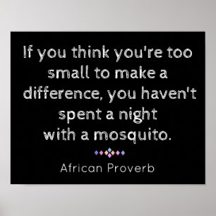 Affiches Night with Mosquito - African proverb - print