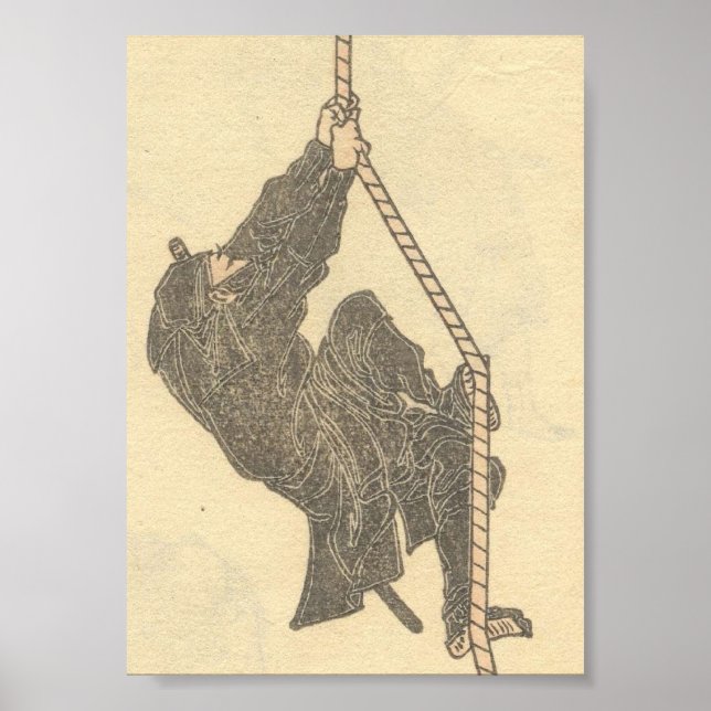 Affiches Ninja Escalade une corde vers les années 1800 (Devant)