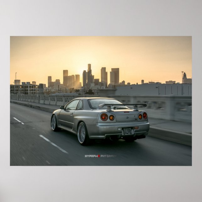 Affiches Nissan Skyline GT-R R34 dans le centre de Los Ange (Devant)