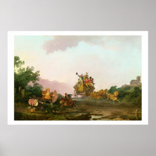 Affiches Noceurs sur un entraîneur, c.1785-90 (huile sur la