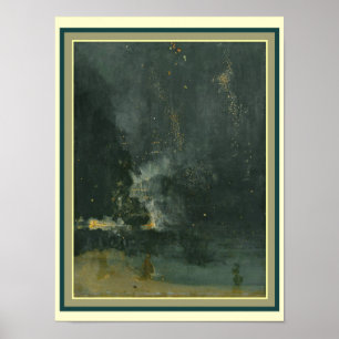 Affiches Nocturne en noir et or : Falling Rocket 12 x 16