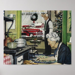 Affiches Noël à la maison rétro vintage