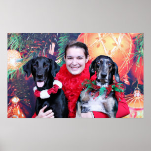 Affiches Noël - Catahoula Brita et tonnelier de Labrador