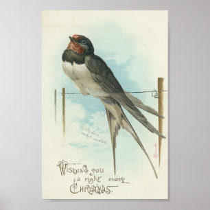 Affiches Noël de cru d'hirondelle de grange