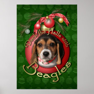 Affiches Noël - Deck the Halls - Beagle