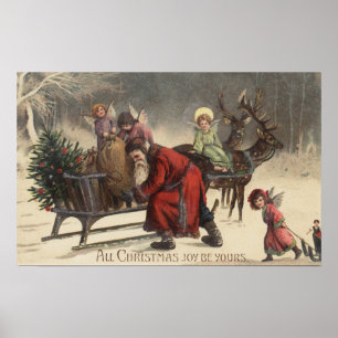 Affiches Noël GreetingSanta et Sleigh
