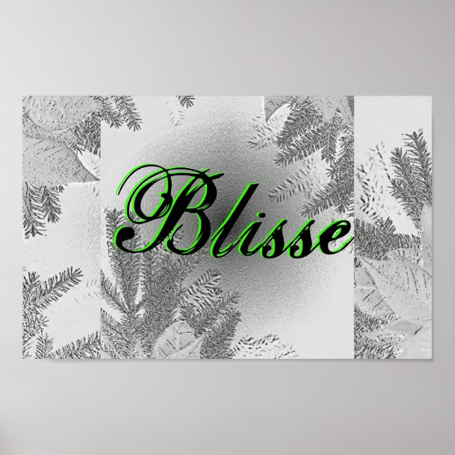Affiches Noël Poinsettia Blisse Blanc Et Gris (Devant)