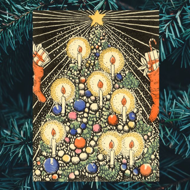Affiches Noël vintage, arbre aux bougies et étoile (Créateur téléchargé)