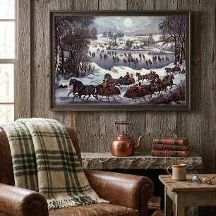 Affiches Noël vintage, Central Park en hiver