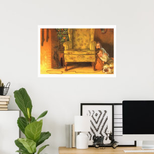 Affiches Noël vintage Enfants attendant le Père Noël