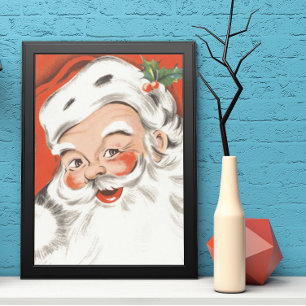 Affiches Noël Vintage, Jolly Santa Claus avec Smile