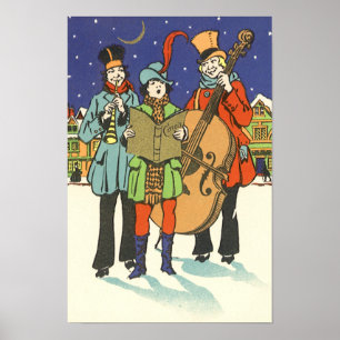 Affiches Noël Vintage, Musiciens en train de chanter