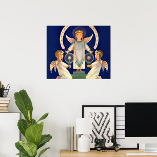 Affiches Noël Vintage, Père Noël scandinave Lucia Angels