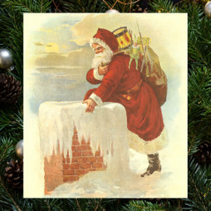 Affiches Noël Vintage Père Noël victorien à Chimney