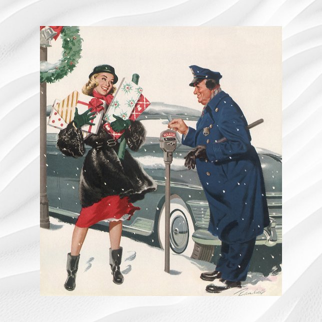 Affiches Noël Vintage, Shopping Présente Policeman (Créateur téléchargé)