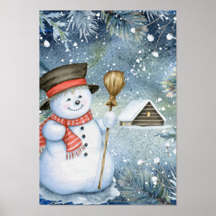 Affiches Noël vintage snowman