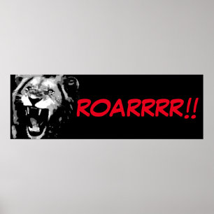 Affiches Noir Blanc Lion Pop Art Style Bande dessinée Scrip