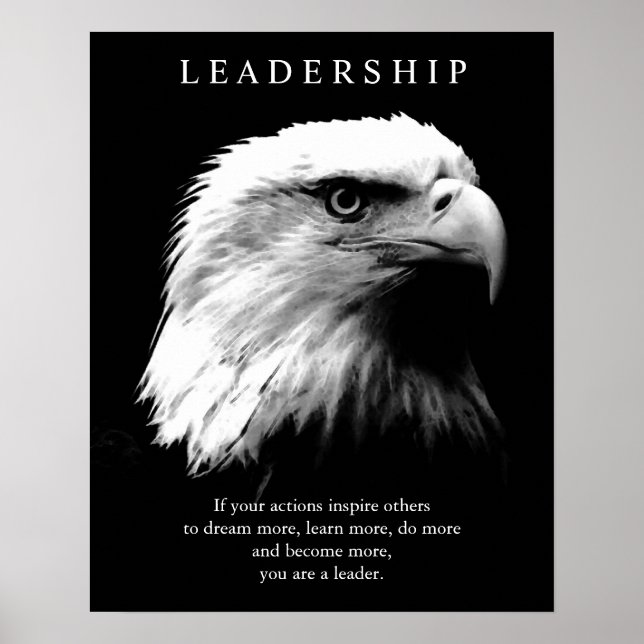 Affiches Noir Blanc Motivation leadership aigle chauve (Devant)