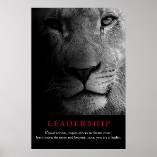 Affiches Noir Blanc Motivation Leadership Lion Portrait