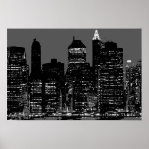 Affiches Noir Blanc New York City Night