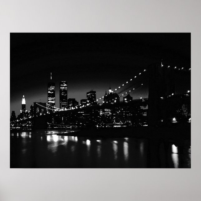 Affiches Noir & Blanc New York City Night Arwork (Devant)