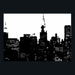 Affiches Noir Blanc New York City Night Pop Art<br><div class="desc">Image New York City Midtown - Art New York</div>