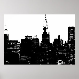 Affiches Noir Blanc New York City Night Pop Art