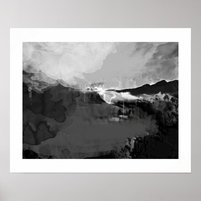 Affiches noir blanc paysage abstrait (Devant)