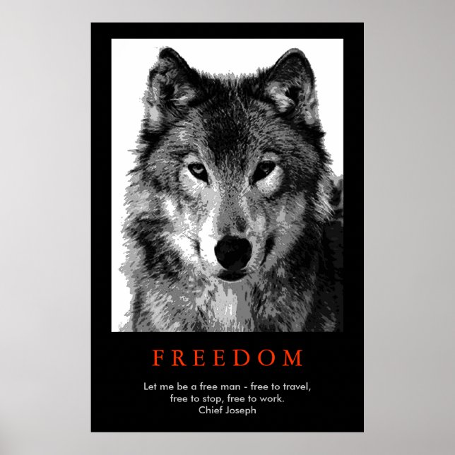 Affiches Noir blanc Unique Motivational Wolf Eyes Imprimer (Devant)