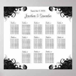 Affiches Noir et blanc 13 Tables Mariages Cartes de sièges